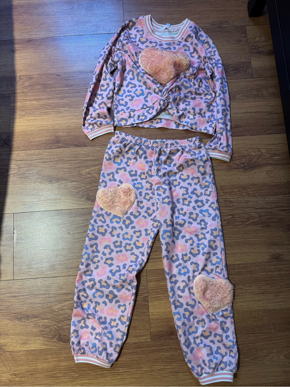 Truly Me Pink and Purple Leopard Heart Pajama Set